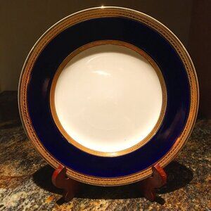 Vintage English CROWN DUCAL Cobalt and Gold Trim Dessert Plate #8
